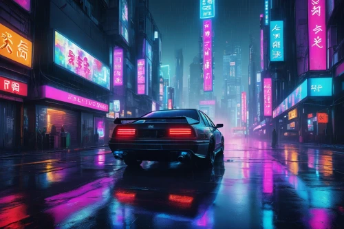 bladerunner,tokyo city,cityscape,supra,tokyo,urban,shanghai,polara,shinjuku,nsx,cyberpunk,noir,neon,camaros,neons,colorful city,dusk,neon arrows,aesthetic,retro,Illustration,Japanese style,Japanese Style 14