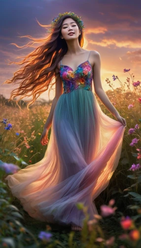 fantasy picture,faerie,gracefulness,girl in flowers,faery,flower fairy,beautiful girl with flowers,girl in a long dress,celtic woman,fairy queen,little girl in wind,splendor of flowers,rosa 'the fairy,flower background,fantasy art,field of flowers,fairie,springtime background,blooming field,girl lying on the grass,Photography,General,Natural