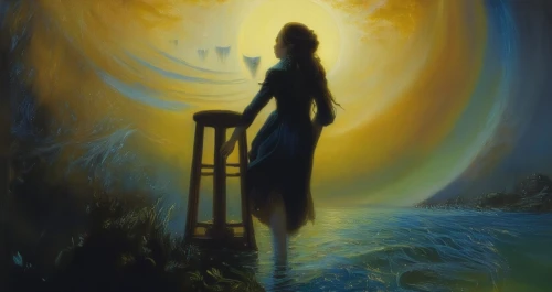 fantasy picture,guiding light,light bearer,mystical portrait of a girl,sci fiction illustration,fathom,fantasia,the pillar of light,fantasy portrait,aivazovsky,eurydice,amphitrite,inner light,fantasy art,adrift,mirror of souls,seadrift,light of night,kahlan,samuil,Illustration,Realistic Fantasy,Realistic Fantasy 03