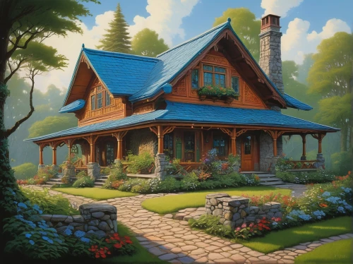 summer cottage,country cottage,cottage,house in the forest,little house,home landscape,wooden house,small house,forest house,beautiful home,country house,house in the mountains,log cabin,traditional house,house painting,house in mountains,small cabin,lonely house,dreamhouse,farm house,Conceptual Art,Sci-Fi,Sci-Fi 21