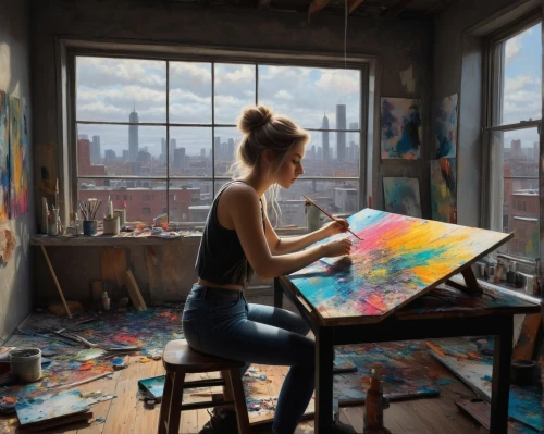 painter,photorealist,girl studying,photo painting,art painting,meticulous painting,in a studio,painting,hyperrealism,artistshare,fabric painting,italian painter,artista,artistical,dream art,paint a picture,painting technique,artist,glass painting,cityscapes,Conceptual Art,Daily,Daily 30
