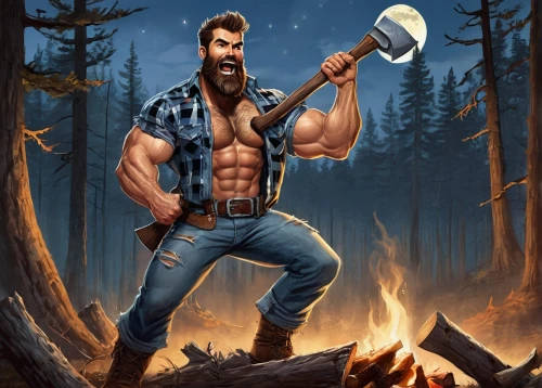 lumberjax,lumberjack,lumberman,lumbermen,lumberjack pattern,woodcutter,woodsman,brawny,axe,lumberjacks,woodsmen,woodchopper,barbarian,khal,logans,axemen,bunyan,nudelman,braun,wyndorf,Illustration,Abstract Fantasy,Abstract Fantasy 23