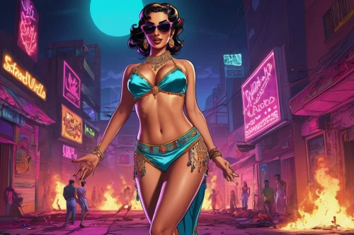 tropico,pin-up girl,brubaker,pin up girl,freaknik,shadman,chicana,bad girl,neon carnival brasil,femme fatale,sci fiction illustration,lumidee,burlesques,pin-up girls,retro pin up girl,vidya,objectification,nightlife,fantasy art,fantasy woman,Illustration,Vector,Vector 19