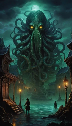 cthulhu,lovecraftian,azathoth,lovecraft,illithid,eldritch,hastur,innsmouth,hastula,kraken,prospal,mordenkainen,god of the sea,octopus,octoechos,carcosa,tentacular,vecna,nyarlathotep,sea god,Illustration,Abstract Fantasy,Abstract Fantasy 19