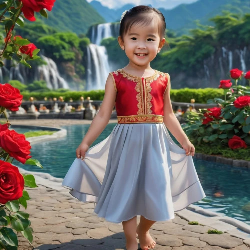 little girl in pink dress,miss vietnam,beautiful girl with flowers,mulan,zhiyuan,hanbok,flower girl,filipiniana,little princess,girl in flowers,principessa,girl in a long dress,xianwen,jianwen,laotian,nghe,oriental princess,oanh,vietnamese,vietnamese woman,Photography,General,Realistic