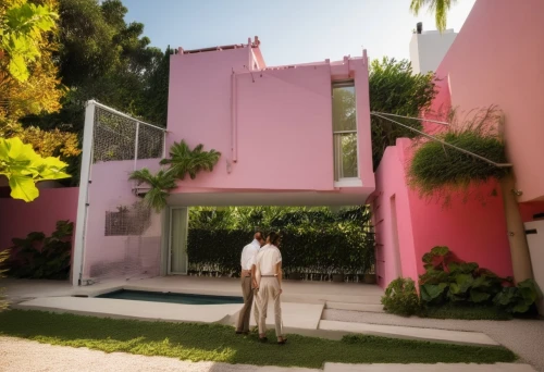 dreamhouse,pink squares,man in pink,cube house,miami,mahdavi,riviera,south beach,beach house,color pink white,tropical house,pink white,cubic house,beachhouse,house painting,smart house,showhouse,paradisus,casita,mansions,Photography,General,Realistic