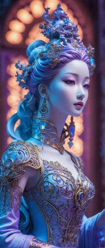 blue enchantress,xufeng,oriental princess,jianyin,elsa,suit of the snow maiden,kuanyin,amihan,the snow queen,3d fantasy,delenn,yuanji,kunqu,sanxia,ice queen,celestina,diaochan,surana,lilandra,xixia,Conceptual Art,Fantasy,Fantasy 24