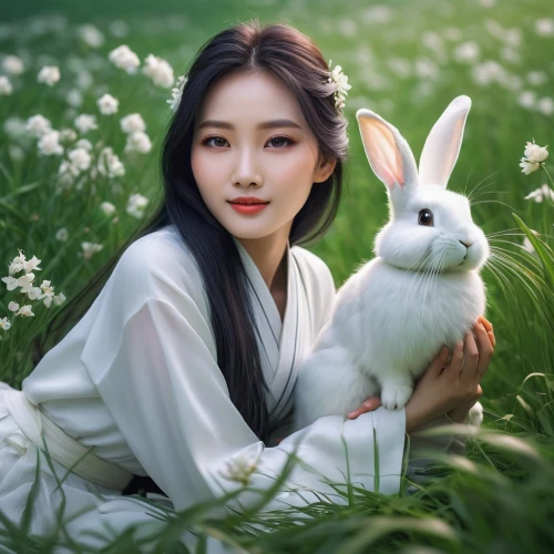 white bunny,qiong,hanqiong,white rabbit,bunny,yves,xiuqiong,bunnie,bunny on flower,gorani,kanbun,lapine,bunni,white blossom,jianyin,lepus,bingqian,european rabbit,jingyi,nara,Conceptual Art,Fantasy,Fantasy 03