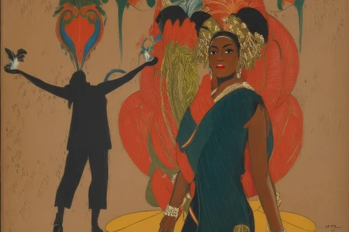 bakst,pettiford,ofili,art deco woman,oshun,poiret,ethel waters,sankofa,kitaj,baoshun,obatala,blumstein,african american woman,african woman,harlequinade,colescott,willumsen,brauner,meyerhold,khokhloma painting,Illustration,Realistic Fantasy,Realistic Fantasy 21