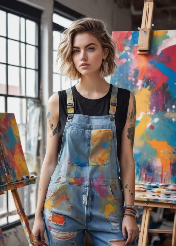 girl in overalls,painting technique,overalls,fabric painting,painter,artist portrait,italian painter,meticulous painting,artista,art painting,dungarees,mousseau,artistshare,artist,photo painting,painting,glass painting,artistic,watercolorist,painting pattern,Photography,Artistic Photography,Artistic Photography 06