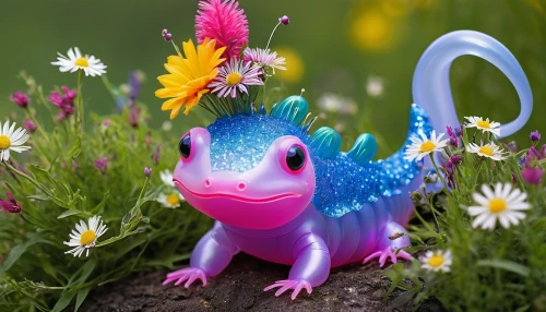 flower animal,jazz frog garden ornament,spring unicorn,pikmin,spyro,whimsical animals,wonder gecko,flowerdew,agamid,axolotl,fantasy animal,kawaii frog,neibaur,figment,frowick,spring background,chameleonlike,chamaeleon,alebrije,floridis,Illustration,Paper based,Paper Based 10