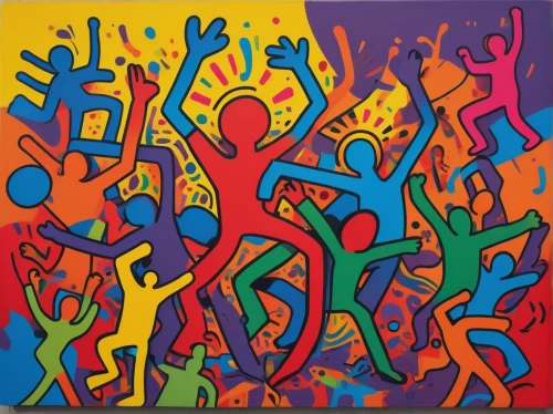 keith haring,calypsonians,musicians,ethnomusicological,revellers,danzon,haring,nielly,ethnomusicology,morrisseau,musicality,cumbia,musique,dance club,orchestre,bailar,dancefloor,afrobeat,dancegoers,party people,Illustration,Abstract Fantasy,Abstract Fantasy 20