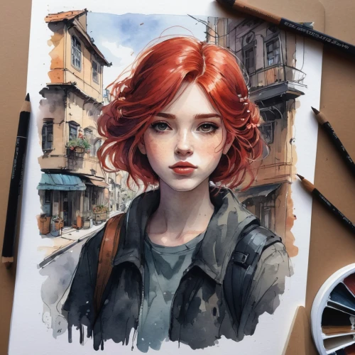 clementine,transistor,annie,overpainting,romanoff,girl portrait,demelza,clary,liora,behenna,painting,watercolor,krita,digital painting,nora,study,artist color,artist portrait,romantic portrait,photo painting,Illustration,Paper based,Paper Based 04