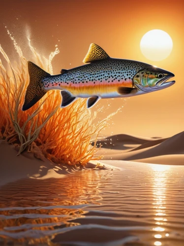 fjord trout,rainbow trout,wild salmon,brooktrout,oncorhynchus,sockeye,steelhead,fish in water,freshwater fish,muskellunge,esox,pescado,angler,beautiful fish,sportfish,red fish,forest fish,salmon,salmonidae,trout,Art,Artistic Painting,Artistic Painting 21