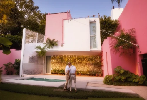 dreamhouse,vanderpump,pink squares,riviera,miami,mid century house,man in pink,south beach,mansions,beach house,bougainvilleans,pleasantville,palmilla,florida home,pink flamingos,haulover,paradisus,beachhouse,mid century modern,tropical house,Photography,General,Realistic