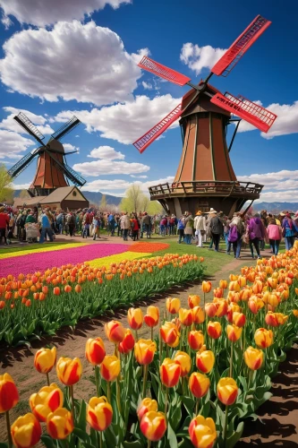 tulip festival,tulip fields,tulip field,tulips field,the windmills,windmills,dutch windmill,keukenhof,netherland,holland,tulip background,the netherlands,tulips,holand,holanda,netherlands,flower field,dutch landscape,wind mill,orange tulips,Illustration,Paper based,Paper Based 08