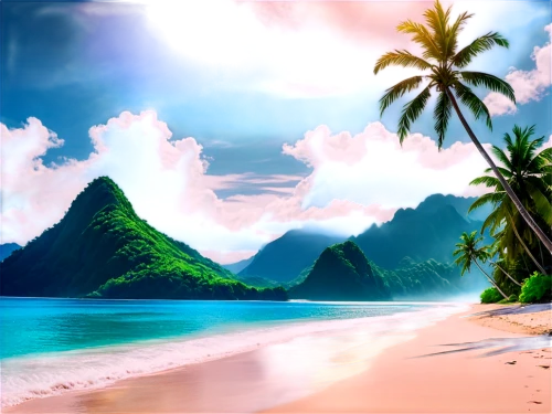 tropical beach,beach landscape,dream beach,beach scenery,south pacific,beautiful beaches,beautiful beach,tropical sea,an island far away landscape,landscape background,caribbean beach,tropical island,cartoon video game background,paradise beach,mountain beach,moorea,caribbean,paradises,caribbean sea,beach background,Conceptual Art,Sci-Fi,Sci-Fi 06