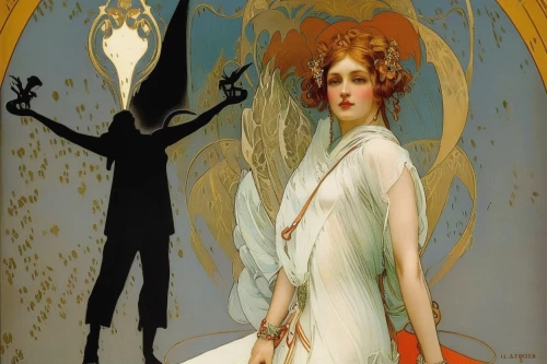 leyendecker,casati,art deco woman,mucha,mcginnis,ziegfeld,obatala,kubin,the angel with the veronica veil,eckmann,khnopff,apotheosis,potiphar,dieckmann,zorn,allegory,dybbuk,film poster,angel moroni,beltane,Illustration,Retro,Retro 03