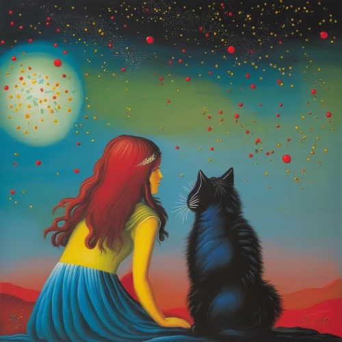 dubbeldam,sun and moon,firecat,fireheart,firestar,kittelsen,cat lovers,the moon and the stars,amantes,felids,jasinski,dreamtime,starclan,xanth,moon and star,dream art,garamantes,lacombe,huybrechts,girl with dog,Art,Artistic Painting,Artistic Painting 33