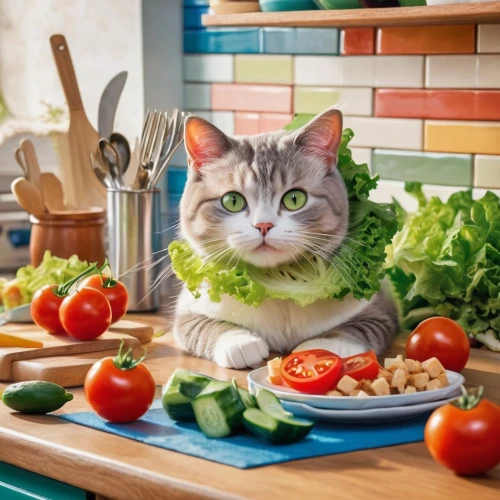 crudites,fresh vegetables,cat image,chef,veggie,verduras,katzen,tomatometer,catanduva,caterer,orthorexia,washing vegetables,friskies,cooking vegetables,omc,cattan,catinat,veggies,food preparation,vegetarian,Art,Artistic Painting,Artistic Painting 43