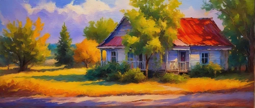 dmitriev,home landscape,summer cottage,cottage,small house,yandarbyev,little house,country cottage,lonely house,old house,adamov,house in the forest,house painting,woman house,farmhouse,fisherman's house,korovin,bludov,malyshkin,cottages,Conceptual Art,Daily,Daily 28