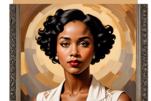 african american woman,coretta,leontyne,art deco woman,chimamanda,sarafina,african woman,zipporah,tituba,womanist,beautiful african american women,tiana,phylicia,nzinga,charlayne,diahann,tretchikoff,afro american girls,thyatira,hansberry,Illustration,Realistic Fantasy,Realistic Fantasy 21