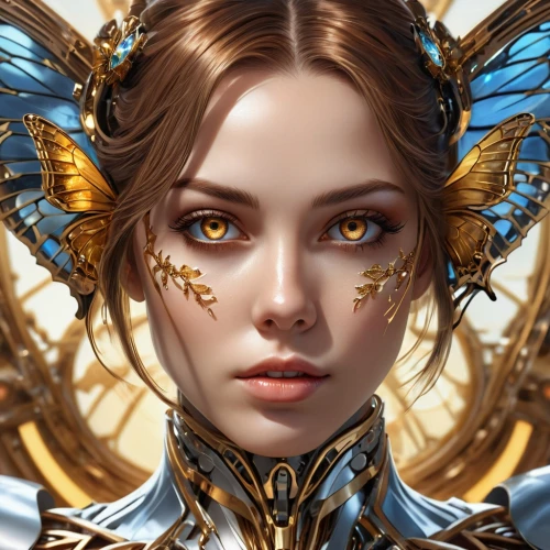 fantasy portrait,monarch,inotera,gold filigree,faerie,gilded,photoshoot butterfly portrait,khora,golden crown,fantasy art,cerus,vestal,faery,golden mask,fairie,masquerade,gold foil art,diwata,filigree,eye butterfly,Photography,General,Realistic