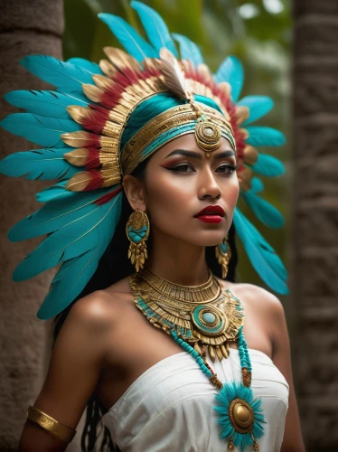 polynesian girl,headdress,indian headdress,amerindian,amazona,amazonica,feather headdress,headdresses,amazonian,nefertiti,warrior woman,ancient egyptian girl,peruvian women,polynesian,ancient costume,headress,cleopatra,mexica,wadjet,pocahontas,Art,Classical Oil Painting,Classical Oil Painting 12