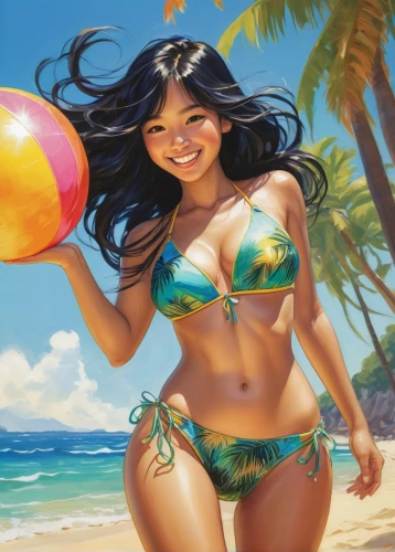 polynesian girl,moana,polynesian,hula,esmeralda,themyscira,beach background,polynesians,luau,wahine,tiana,alani,tahitian,aloha,hawaiiana,colada,summer background,lumidee,polynesia,candy island girl,Illustration,Realistic Fantasy,Realistic Fantasy 04