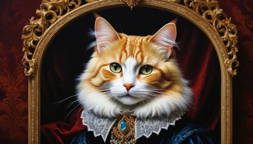 cat portrait,red tabby,cat frame,custom portrait,pet portrait,hrh,maincoon,orange tabby cat,gothic portrait,felino,fantasy portrait,pferdeportrait,romantic portrait,british longhair cat,aristocrat,orange tabby,felo,ginger cat,hieronimo,bulgakov,Illustration,Realistic Fantasy,Realistic Fantasy 16