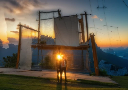 alpine sunset,gondola lift,ski lift,chairlifts,radiometers,cryengine,cloudsplitter,schilthorn,north cape,nebelhorn,ropeway,observation tower,outpost,mountain sunrise,hdr,the observation deck,lookout tower,alpine panorama,avoriaz,radiotelescopes,Photography,General,Realistic