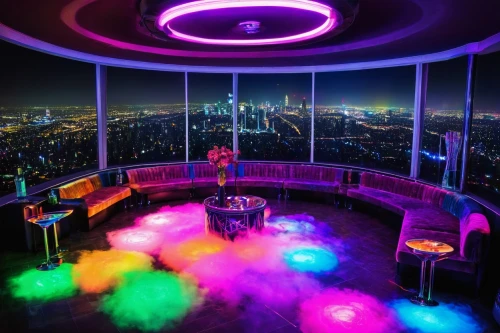 skybar,nightclub,skyloft,neon cocktails,stratosphere,cloudland,revolving,skydeck,colored lights,jalouse,sky apartment,neon candies,neon drinks,discotheque,great room,skypark,shisha,discotheques,neon lights,nightclubs,Illustration,Paper based,Paper Based 26