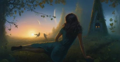 fantasy picture,faerie,girl with tree,world digital painting,heatherley,sci fiction illustration,mystical portrait of a girl,fantasy landscape,finrod,fairy forest,fantasy art,thingol,lorien,elfland,faery,elven forest,noldor,fairie,skyclad,silmarillion,Illustration,Realistic Fantasy,Realistic Fantasy 28