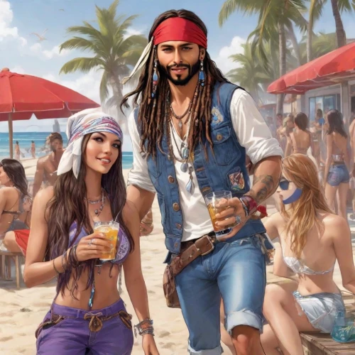tropico,beach goers,piratas,pirate,beach background,pirating,pirates,pirata,pirate treasure,gangplank,piracy,beachgoers,piracies,wakka,doubloons,barbossa,castaways,melendi,beach bar,releasespublications,Digital Art,Comic
