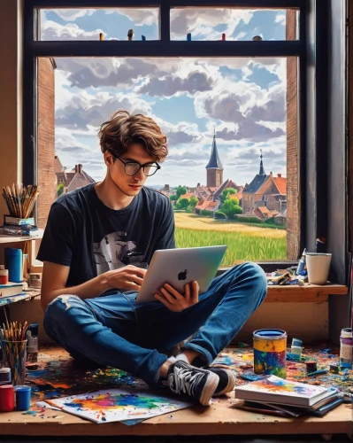 scholastic,world digital painting,harrynytimes,jasinski,3d art,hildebrandt,bookworm,painting technique,photorealist,david bates,study room,photo painting,reading,librarian,ravensburger,franquin,bookman,study,bibliophile,artist portrait,Art,Classical Oil Painting,Classical Oil Painting 07