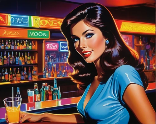 barmaid,bartender,bartending,liquors,liquor bar,barkeeper,barkeep,barmaids,cigarette girl,waitress,neon cocktails,retro woman,cool pop art,retro women,retro girl,cocktails,barman,donsky,ann margarett-hollywood,cocktail,Conceptual Art,Sci-Fi,Sci-Fi 20