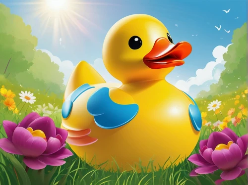 spring background,easter background,diduck,children's background,rubber duckie,rubber duck,springtime background,rubber ducks,ducky,cayuga duck,ente,cute cartoon image,duckling,canard,quacking,daff,aldam,red duck,duc,flower background,Illustration,Vector,Vector 01