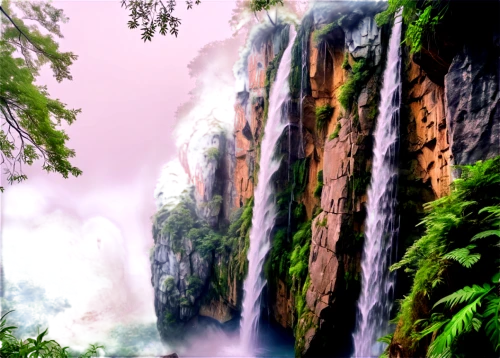 gioc village waterfall,brown waterfall,waterfalls,waterval,leshan,nature background,water fall,cascada,waterfall,courtallam,green waterfall,cachoeira,wuyi,background view nature,falls,srisailam,shaoming,water falls,rainforests,landscape background,Illustration,Realistic Fantasy,Realistic Fantasy 43