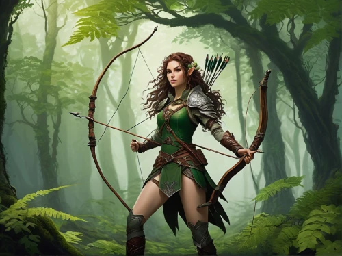 nissa,inara,female warrior,killilea,elven forest,kahlan,elven,huntress,druid,elona,wood elf,simara,bow and arrows,sorceror,valla,shadrake,rhoderick,the enchantress,druidism,fantasy warrior,Illustration,Vector,Vector 10