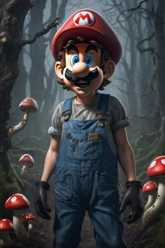 super mario brothers,toadstools,mario,mario bros,mushrooming,mushroom hat,forest mushroom,farmer in the woods,marios,toadstool,morio,mushroomed,club mushroom,red mushroom,plumber,mushroom type,plumbers,bohlander,mushroom landscape,mushroom,Illustration,Abstract Fantasy,Abstract Fantasy 23