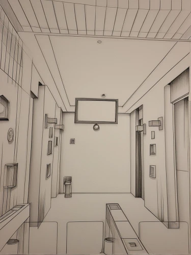 sketchup,house drawing,examination room,antechamber,habitaciones,3d rendering,frame drawing,an apartment,rooms,courtroom,japanese-style room,cellblock,apartment,empty room,confinement,dormitory,empty interior,arbitrary confinement,study room,animatic,Illustration,Black and White,Black and White 08