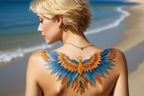 body painting,bodypainting,feather jewelry,body art,birds of paradise,bird wings,bird of paradise,necklace with winged heart,boho art style,bodypaint,airbrush,winged heart,adornment,angel wings,feather headdress,firebird,winged,summer plumage,pheonix,featherlike,Art,Artistic Painting,Artistic Painting 29