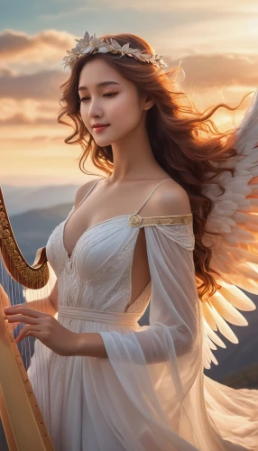 angel playing the harp,harpist,harp player,celtic harp,ancient harp,harp with flowers,gayageum,harp,angel wing,harp strings,angel wings,fantasy picture,harp of falcon eastern,celtic woman,vintage angel,fantasy art,lyre,angel girl,clavichord,lyres,Photography,Artistic Photography,Artistic Photography 15