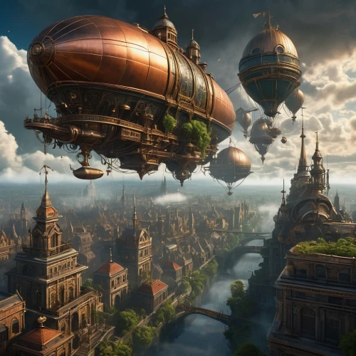 airships,airship,steampunk,skyship,dirigible,bioshock,dirigibles,air ship,fantasy city,skycycle,citadels,fantasy art,caravel,aeronauts,balloonists,elves flight,dishonored,montgolfier,fantasy world,neverwinter,Illustration,Japanese style,Japanese Style 09