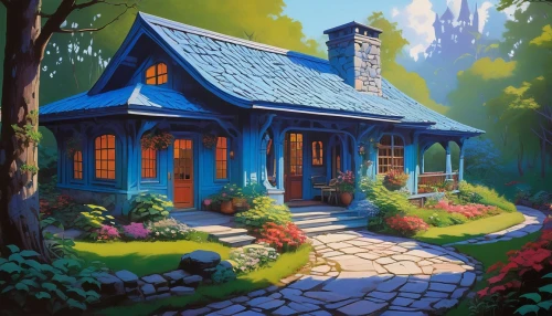 summer cottage,cottage,country cottage,little house,house in the forest,home landscape,small house,forest house,dreamhouse,small cabin,lonely house,witch's house,beautiful home,country house,old home,house painting,studio ghibli,wooden house,roof landscape,traditional house,Conceptual Art,Sci-Fi,Sci-Fi 23