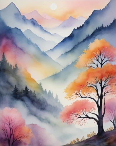 watercolor background,watercolor pine tree,watercolor tree,autumn mountains,autumn landscape,watercolor,fall landscape,watercolor painting,mountain landscape,autumn background,landscape background,watercolor paint strokes,mountain sunrise,watercolour paint,autumn scenery,mountain scene,watercolor leaves,japanese mountains,mountainous landscape,alpine landscape,Photography,Black and white photography,Black and White Photography 05