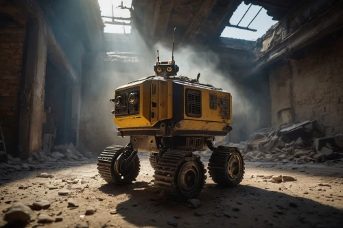 walle,yellow machinery,claptrap,tracked dumper,bulldozer,heavy machinery,mining excavator,industrial robot,bulldoze,road roller,mechanized,construction machine,earthmover,heavy equipment,kovats,two-way excavator,excavator,compactor,construction vehicle,bulldozers,Photography,General,Cinematic