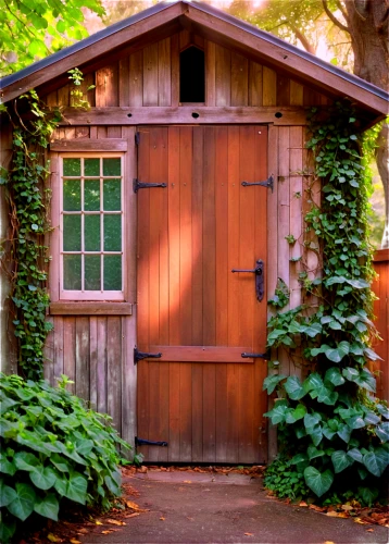garden shed,outbuilding,fairy door,shed,garden door,springhouse,outhouse,outhouses,privies,wooden hut,sheds,woodshed,wooden door,wood doghouse,children's playhouse,wooden house,outbuildings,boat shed,horse stable,dogtrot,Conceptual Art,Oil color,Oil Color 23