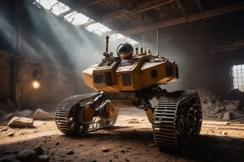 walle,mining excavator,reclaimer,bumblebee,mars rover,constructicon,turover,bulldozer,impactor,claptrap,earthmover,mechwarrior,road roller,goldbug,mechanized,underminer,cosmodrome,vindicator,grabot,industrial robot,Photography,General,Cinematic