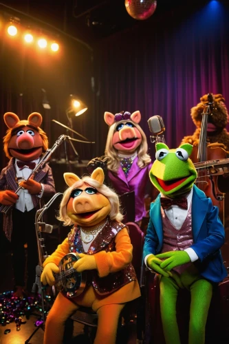 the muppets,monkeys band,muppets,pietasters,music band,jazztet,animatronics,big band,orkestar,feebles,orchestra,stringband,superband,rock band,musicians,puppeteers,bandleaders,wedding band,orchesta,jazzier,Illustration,American Style,American Style 12